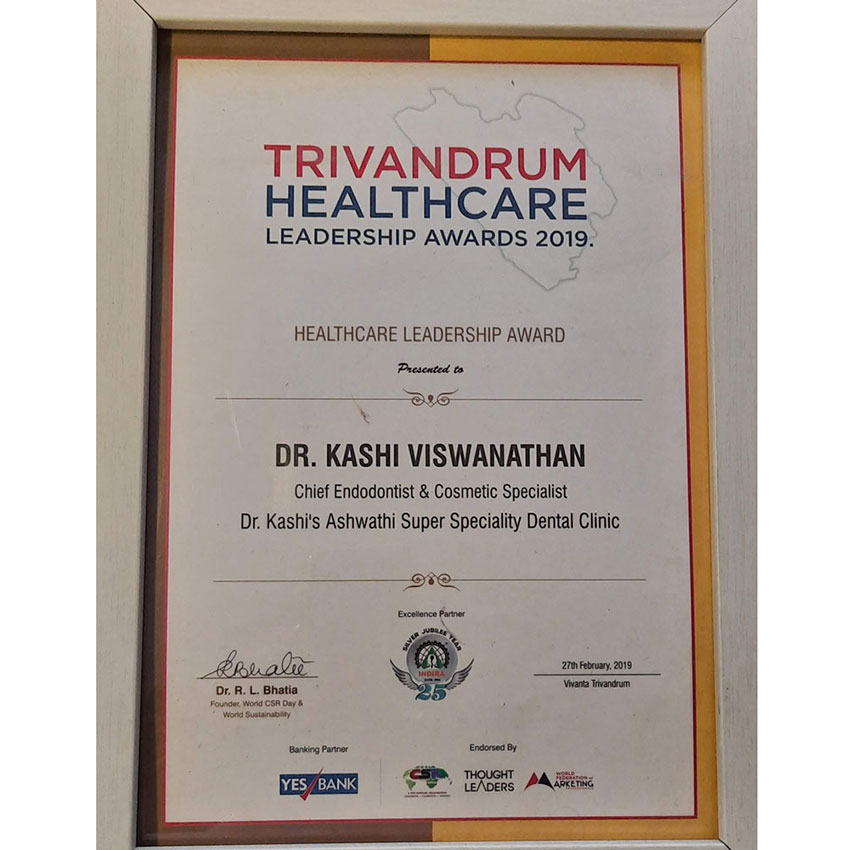 best dentist award 2018 trivandrum, kerala - kashi aswathi dental clinic
